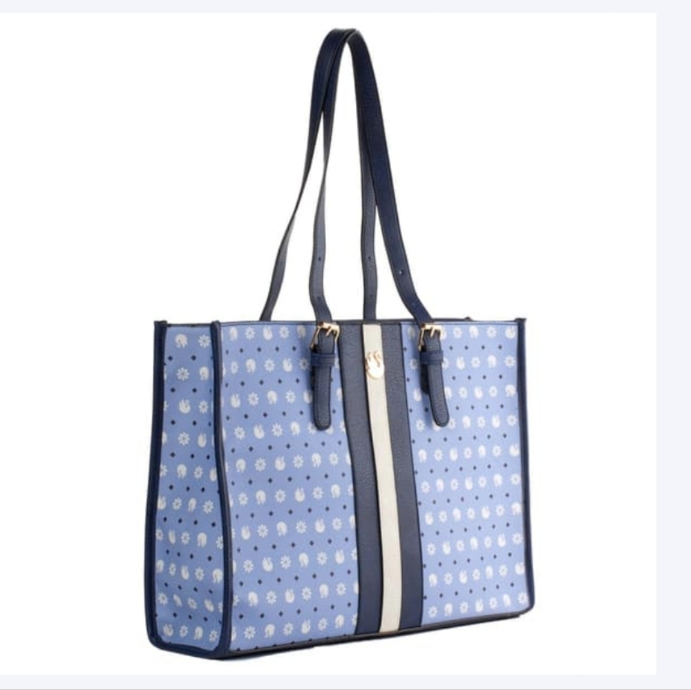 Gloria Vanderbilt Logo Inlay Book Tote In Denim/ Navy Color NWT
